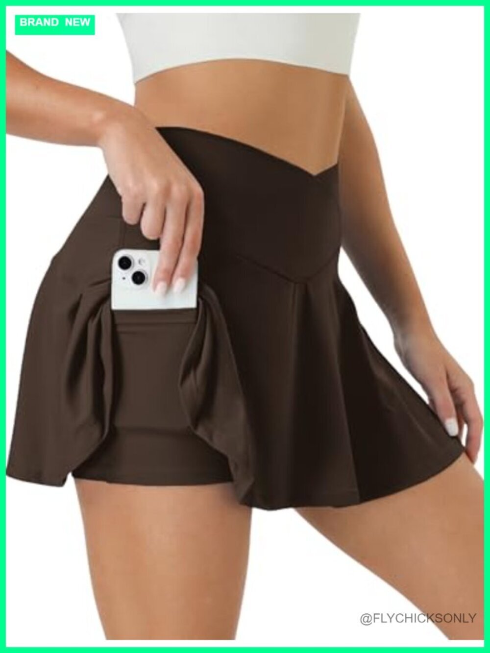 High Waisted Tennis Skirt with Pockets Crossover Athletic Pleated Skort